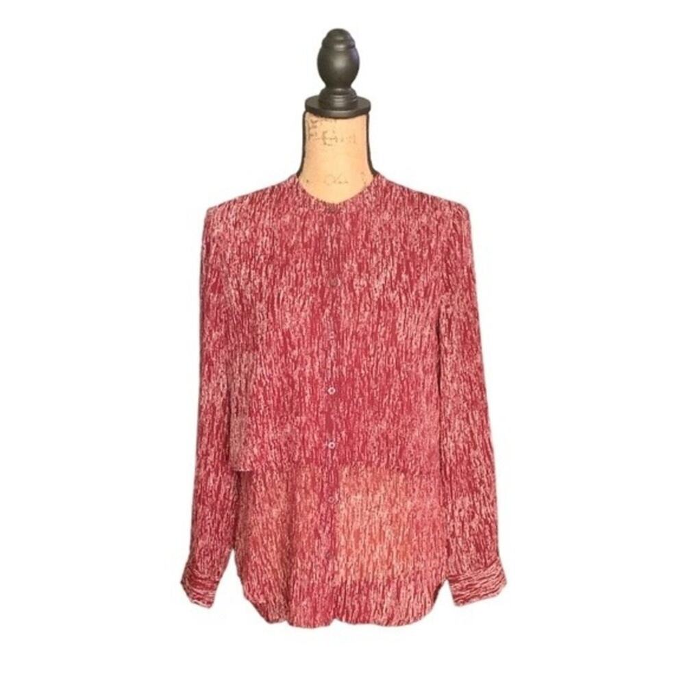 Banana Republic Blouse Top Button‎ Down Tiered Red Size Small